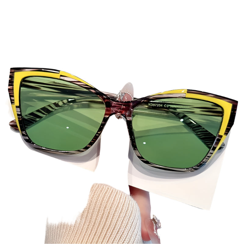 Women's Fashion Cat Eye Color Block Frame Gradient  Leopard Print Glasses