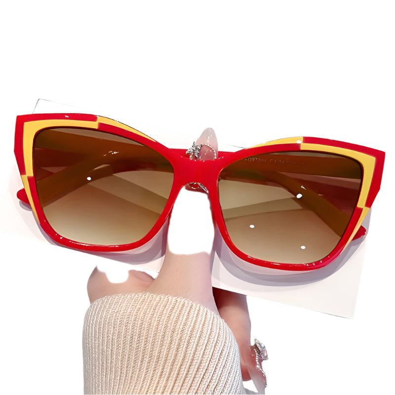 Women's Fashion Cat Eye Color Block Frame Gradient  Leopard Print Glasses