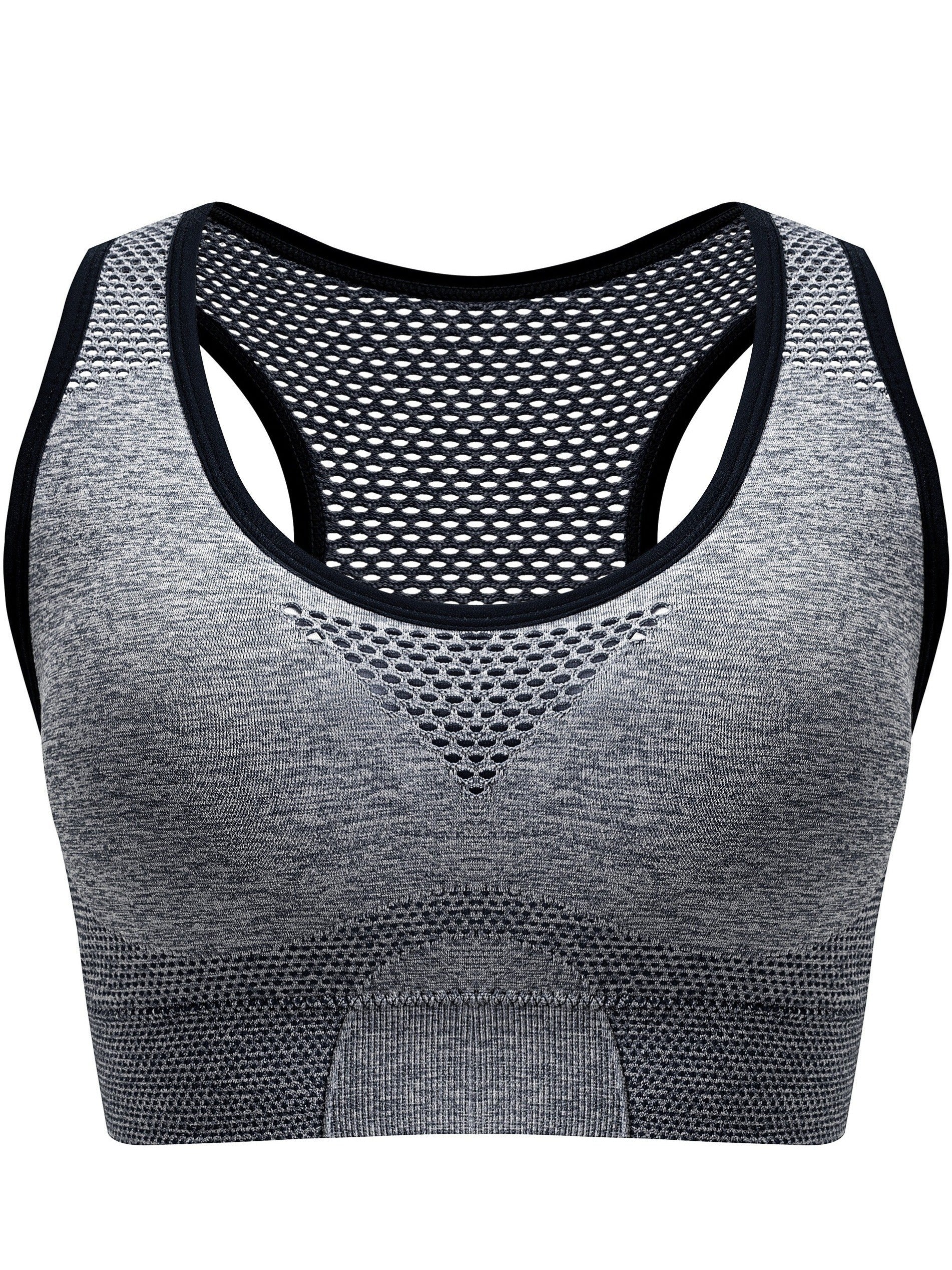 3pcs Plus Size Sports Bras Low Support, Polyamide Blend, Hollow Mesh Design - Casual Wear for Women's Activewear